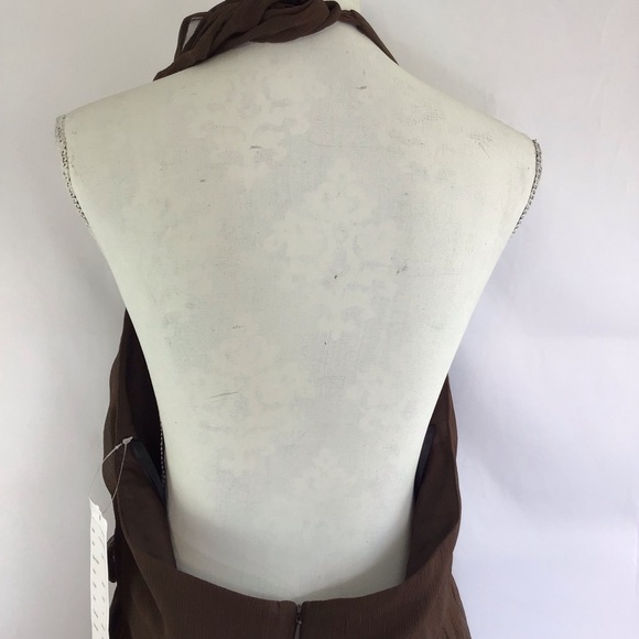 NWT- MELISSA SWEET WOMEN COCO BROWN HALTERED PLEATED BUBBLE BRIDESMAID DRESS 14 - Picture 6 of 10